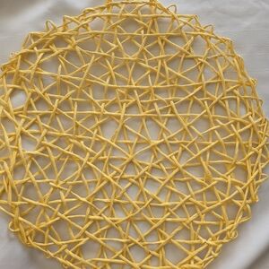 Set Of 7 Yellow Woven Placemat